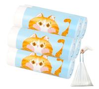 GOEDCH 58 x 35 cm Lot de 100 litières autonettoyantes pour chat : sacs poubelle épais avec poignée de transport, sacs à litière transparents avec cordons de serrage, résistants à la déchirure durables