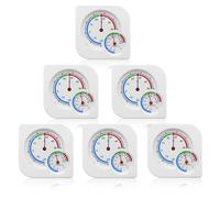 GOEDCH 6 Pièces Thermomètre Hygromètre Analogique: 7.5×7.5cm 2 en 1 Moniteur Analogique Intérieur Extérieur Capteur, Thermomètre Intérieur Mural Design, Capteur d'Humidité pour Serre, Bureau, Domicile