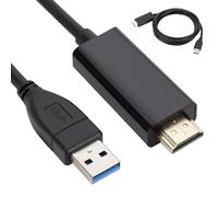 GOEDCH Adaptateur USB vers HDMI 1,8 m - Câble USB 3.0/2.0 avec audio et vidéo pour PC, portable, HDTV compatible avec Windows 7/8/8.1/10/MacOS/XP