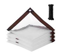 GOEDCH Bâche imperméable et transparente avec anneaux perforés : 2 x 3 m - En plastique imperméable - Protection contre la pluie - Bâche de construction pour camping, balcon, plantes, serre, meubles