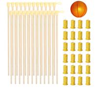 GOEDCH Bâton de lanterne LED : 24 pièces rondes, baguette de lanterne électronique, bâton de lanterne LED décoratif pour enfants, lanterne en papier LE D pour fêtes d'enfants et déménagements de