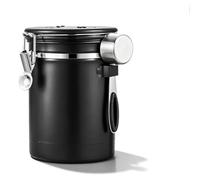 GOEDCH Boîte à café hermétique de 2,8 l : récipient à grains de café en acier inoxydable avec valve de sortie, cuillère doseuse et affichage de la date, boîte à café sous vide pour grains de café, thé