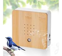 GOEDCH Boîte à chants d'oiseaux moderne avec support mural : boîte à sons de la nature, détecteur de mouvement, chant d'oiseaux relaxant pour salle de bain, spa et détente