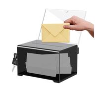 GOEDCH Boîte à Dons en Acrylique avec Verrou et Clé - Boîte de Vote avec Porte-Pancarte, 155 x 109 x 96 mm, Noir