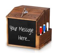 GOEDCH Boîte à dragées avec serrure : en bois avec 3 marqueurs et clés, boîte aux lettres à monter au mur, boîte aux lettres en bois pour proposition, donation, vote (21 x 16,5 x