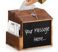 GOEDCH Boîte à Suggestions en Bois Verrouillable: BoîTe à Suggestions Montage Mural pour Voter Dons Suggestions, Boîte aux Lettres Rétro avec Tableau Noir et 2 Stylos Tableau Blanc