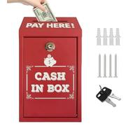 GOEDCH Boîte de dépôt proposée avec serrure : support mural boîte de dons avec serrure, boîte de dons pré-percée pour une collecte sûre d'argent, maison, bureau, extérieur, support en libre-service