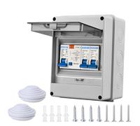 GOEDCH Boîte de distribution en saillie avec interrupteur Fi : boîte à fusibles étanche IP65 avec interrupteur Fi, boîte à fusibles en saillie 2 voies pour caravanes, garages, ateliers (1P + N40A +