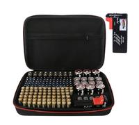 GOEDCH Boîte de rangement de piles avec testeur : boîte à piles de grande capacité peut contenir 158 piles de différentes tailles et 30 piles bouton, boîte à piles pour 2 A, 3 A, C, D, 9 V