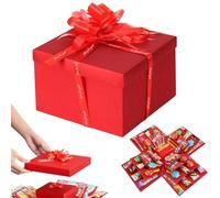 GOEDCH Boîte Surprise: Coffret Cadeau Créatif à 5 Couches, Boîte Cadeau Explosion à Faire Soi-Même pour la Saint-Valentin, Anniversaire, Mariage, Faite à la Main Cadeau Rouge pour Bonbons