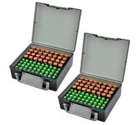 GOEDCH Boîtier de rangement de piles : 2 pièces boîte de rangement en plastique pour ranger 32 piles AA et 40 AAA, boîte à piles pratique pour la maison, la cuisine, l'entrepôt (piles non incluses)