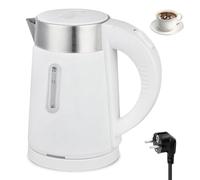 GOEDCH Bouilloire de voyage 0,8 l en acier inoxydable : petite bouilloire, design à double paroi, bouilloire de voyage, théière silencieuse pour la maison et les déplacements, 600 W, prise européenne