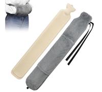 GOEDCH Bouillotte eau Chaude Longue: Grande Caoutchouc Bouillotte eau Chaude 2 Litres, Bouillotte avec Poches Kangourou et Sangle, Bouillotte Amovible et Lavable, Sac Chauffant, Grau
