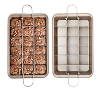 GOEDCH Brownie Plaque de cuisson antiadhésive avec cloisons pour 18 biscuits 31,5 x 20 x 4 cm
