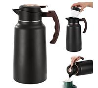 GOEDCH Cafetière de 2 l pour garder au chaud : cafetière isotherme en acier inoxydable 304 avec poignée en bois, conservation de la chaleur longue durée, cafetière isolée sous vide pour café et thé