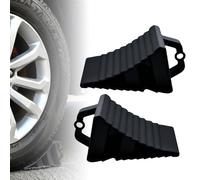 GOEDCH Cale de roue avec poignée : Lot de 2 Noir antidérapant Portable Cales de roue pour remorque, 20x12x11 cm Plastique Cale de roue, Cales de roue pour caravane, Cales de frein pour remorque pour