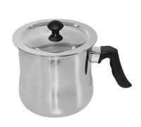 GOEDCH Casserole à lait 1,5 l : casserole à lait double paroi, casserole à lait avec couvercle, casserole avec sifflet, marmite à bain-marie en acier inoxydable, mijoteuse pour gaz, induction