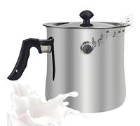 GOEDCH Casserole à lait 1,5 l : casserole à lait double paroi, casserole à lait avec couvercle, casserole avec sifflet, marmite à bain-marie en acier inoxydable, mijoteuse pour gaz, induction