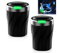 GOEDCH Cendrier Voiture avec Couvercle: 2 Pièces Cendrier Voiture Anti OAdeur avec lumière LED, Portable Removable Car Ashtray Grande Capacité étanche et Ignifuge for Home, Office, Voitures