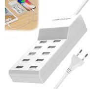GOEDCH Chargeur USB multiple : station de charge USB A pour plusieurs appareils, 5 V/10 A 50 W, chargeur USB 10 ports, bloc d'alimentation multi-USB pour iPhone 15/14/13/12 Pro Max, iPad, Samsung