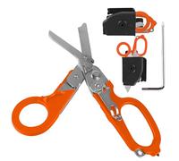 GOEDCH Ciseaux de sauvetage 6 en 1 : ciseaux de traumatologie, ciseaux de sauvetage, pinces à ciseaux portables et pliables en acier inoxydable, ciseaux d'urgence pour secouristes (couleur orange)