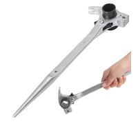 GOEDCH Clé à cliquet 19/22 mm commutable 4 en 1 : acier au chrome vanadium de qualité supérieure double clé à cliquet à surface électropolie Clé à cliquet combinée pour travaux de construction