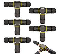 GOEDCH Connecteurs de Câbles Étanches: lot de 5 Connecteurs de Câbles Étanches IP68 à 3 Broches, Boîte de Jonction en T pour Câbles de 3 à 12mm de Diamètre, Manchon de Connexion pour Jardin, toit