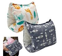 GOEDCH Coussin d'allaitement à fixer au bras pour vos déplacements : lot de 2 coussins d'allaitement pour bébé en coton, coussin de soutien et de positionnement ergonomique, coussin d'allaitement à ai