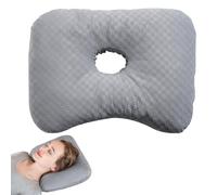 GOEDCH Coussin de piercing avec trou : coussin de piercing gris, coussin de piercing pour oreilles contre les douleurs aux oreilles, coussin donut, coussin d'oreille dormant sur le côté avec trou