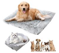 GOEDCH Coussin moelleux 2 en 1 pour chat : 61 cm x 51 cm - Lit doux pour chat avec coussin amovible - Lit pour animaux de compagnie - Couverture pour chats et petits chiens - Gris