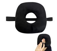 GOEDCH Coussin Piercing avec Trou: 30 x 30 x 9 cm Oreiller De Piercing Dormir sur Côté, Coussin Donut, Oreiller avec Trou pour Le Couchage Latéral Contre Les Maux d'oreille(Gris) (Noir)