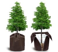 GOEDCH Couverture de Plante d'hiver: Lot de 2 Housses de Protection en Pot pour Plantes, Sac de Protection pour Pot de Fleur, Sac Isolant pour Plante en Pot avec Cordon de Serrage, 45 * 55cm, Brun