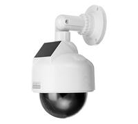 GOEDCH Dôme factice à énergie solaire : fausse caméra de surveillance factice avec LED rouge clignotante, étanche à l'énergie solaire, pour l'intérieur et l'extérieur