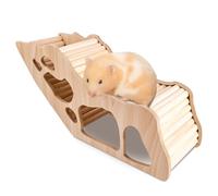 GOEDCH Échelle d'escalade pour hamster avec tunnel : maison en bois, jouet pour hamster, cachette pour petits animaux de compagnie, gerbilles, dègues, souris à épics, hamster nain