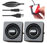 GOEDCH Enceinte PC avec du Ruban Adhésif Double-face: Mini Haut Parleur avec Contrôle du Volume, Haut-Parleur USB pour Ordinateur Portable, Ordinateur de Bureau, Smartphone, Alimenté par USB