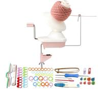 GOEDCH Enrouleur de fil rose pour crochet : facile à installer boule de laine avec outils de tissage, bigoudis antidérapants pour pelotes de fil de laine et de fibre, cadeau pour les amateurs de