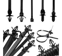 GOEDCH Ensemble de Clips de Faisceau de Câblage Voiture: 160 Pièces Attaches de Retenue pour Faisceau de Câbles, 5 Attaches Zippées à Montage Par Poussée de Tailles Différentes en Nylon Noir