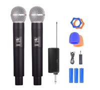 GOEDCH Ensemble Microphone karaoké sans Fil Microphone Dynamique Rechargeable à Main, système de Double Microphone Dynamique sans Fil en métal avec réduction de Bruit pour karaoké, Chant, fêtes, mar