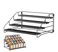 GOEDCH Étagère à épices à 4 étages debout : étagère à épices pliable noire, sans perçage, organisateur d'épices empilba, étagère en métal, étagère à épices réglable, organisateur d'épices en métal