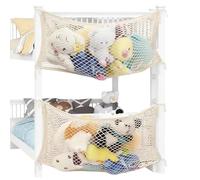 GOEDCH Filet de rangement pour doudous : 2 pièces 70 x 30 cm Hamac de rangement pour chambre d'enfant, filet de rangement blanc pour peluches, porte-jouets, macramé bohème