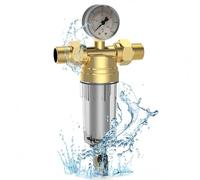 GOEDCH Filtre de rinçage Filtre à eau : filtre à eau réutilisable de 1 pouce Filtre à eau à sédiments spin Down Régulateur de pression en laiton, Préfiltre à eau Filtre à sédiments pour raccordement à