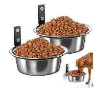GOEDCH Gamelle pour chien Montage mural : 2 pièces Gamelle amovible en acier inoxydable pour chien, bol pour chien suspendu pliable pour chien Montage mural, gamelle pour chien surélevée, pour montage