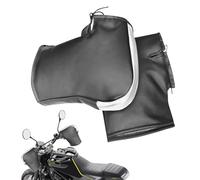 GOEDCH Gants de guidon de moto : noir hiver imperméables thermiques, coupe-vent pour vélo et moto, manchettes en cuir réfléchissants