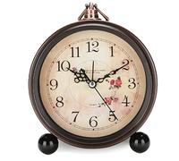 GOEDCH Grâce Rétro Réveil: 5,3" Pouces Vintage Horloge Non Ticking, Horloge de Table Analogique, Réve il Classique Ancien, Silencieux Métal Réve il, Reveil Classique Rétro pour Chambre,Table, Bureau