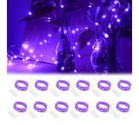 GOEDCH Guirlande Lumineuse a Pile: 12 Pièces 2M 20 LED Violet Mini Guirlande LED Decoration, Home Guirlande Lumineuse, Fil Cuivre Guirlande Lumineuse pour Interieur Exterieur, Vacances, Mariage, Fête