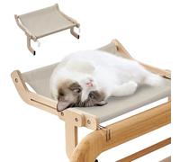 GOEDCH Hamac pour chat : lit pour chat en bois avec housse amovible, design stable jusqu'à 10 kg, hamac pour chat, fenêtre, peu encombrant pour radiateurs et balcon (46,5 x 32,5 x 14,5 cm)