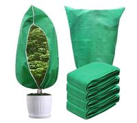 GOEDCH Housses De Protection Contre Le Gel: 4 pièces Green Vert Housse D'hivernage avec Fermeture éclair et Cordon Housses, 80 x 120 cm Plante Sac Protection Hivernales pour Plantes en Pot