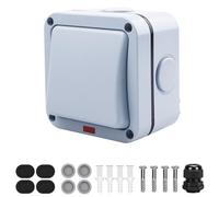 GOEDCH Interrupteur D'étanche: Lot de 2 Interrupteurs D'éclairage Extérieur, 20 A Interrupteur Universel à Ouverture Simple et Double Commande, Interrupteur de Commande avec Voyant Lumineux