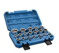 GOEDCH Jeu de 19 douilles 1/2" XZN à dents multiples - Jeu de clés à douille 8-32 mm - Douilles pour tige à 12 pans, capacité 1/2 ouille multidents pour atelier et automobile