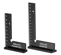 GOEDCH Jeu D'équerres de Menuiserie: 2 Pièces 90°Noir Équerres de Menuisier de Tailles Différentes avec Échelle de Mesure, Petite Règle en Alliage D'aluminium pour un Travail Précis Dans Les Steliers